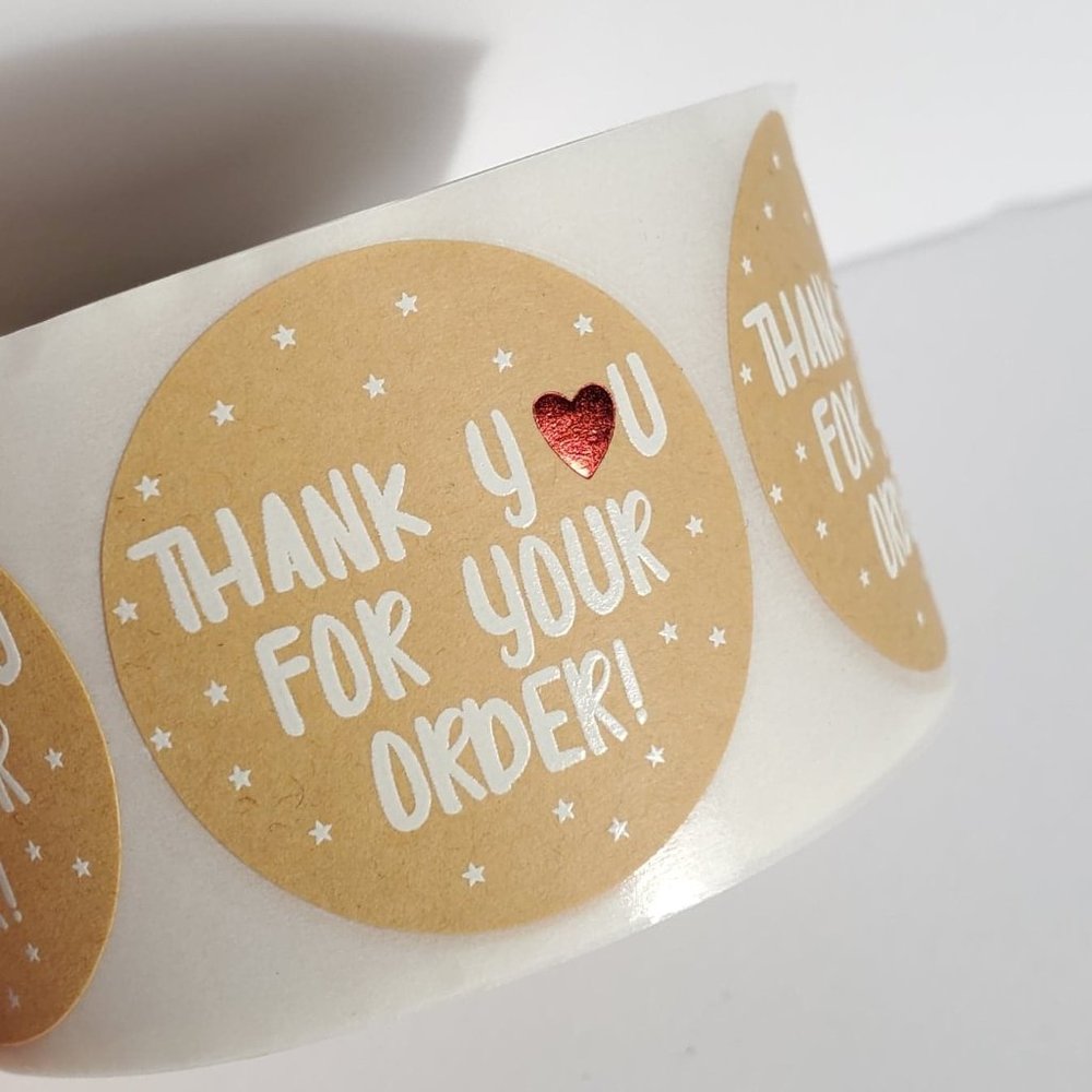 1.5" Thank You Stickers - Roll of 500 Stickers
